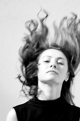 Image showing Fashion portraits of a model with awesome shaking hair