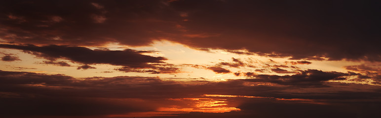 Image showing Red sunset sky panorama. High resolution image