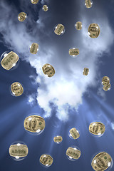 Image showing Dollar bubbles in the sky