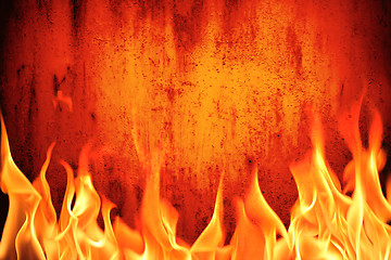 Image showing Grunge fire wall background