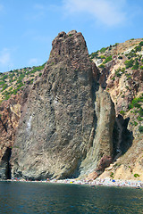 Image showing View on the beach from the sea