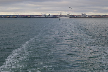 Image showing Ship leaving Frederikshavn in Denmark