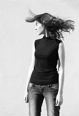 Image showing Fashion portraits of a model with awesome shaking hair