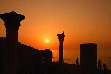 Image showing Ancient ruins during sunset