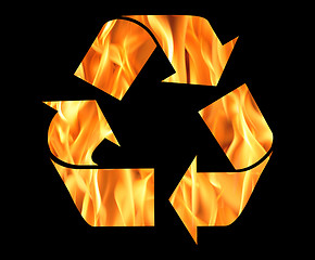 Image showing Recycle symbol made from fire isolated