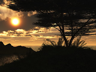 Image showing 3d sunset island