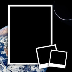 Image showing Empty photos with earth from space background