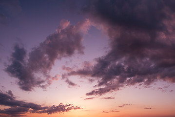 Image showing Sunset sky with rays of light.