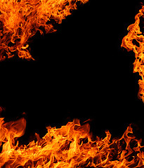 Image showing Orange flame frame isolated on black background
