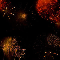 Image showing Fireworks backgroud made from several images