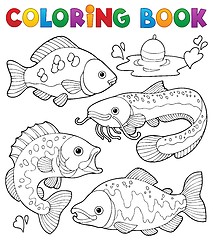 Image showing Coloring book freshwater fishes 1
