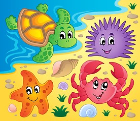 Image showing Beach with shells and sea animals 3