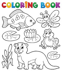 Image showing Coloring book river fauna image 1