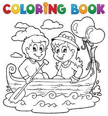 Image showing Coloring book love theme image 1