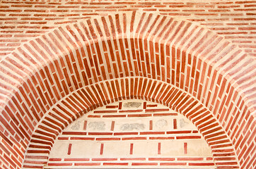 Image showing Texture of a wall with red bricks