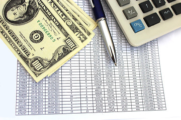 Image showing table with numerals and american dollars