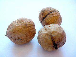 Image showing heap of ripe three walnuts