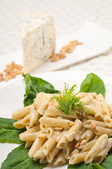 Image showing Italian pasta penne gorgonzola and pine nuts