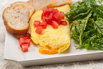 Image showing cheese ometette with tomato and salad