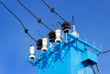 Image showing Porcelain insulators for electrical substation
