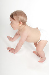 Image showing Baby boy crawling in studio