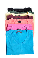 Image showing Group of multicolored t-shirts