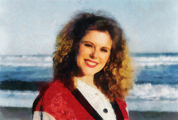 Image showing Young Girl In Summer Sun at Sea