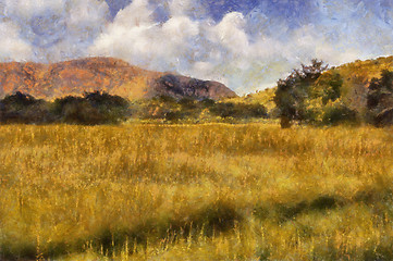 Image showing Picturesque Grassland Oil Painting