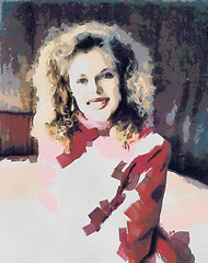 Image showing Blond Model Sitting Detailed Cover Painting