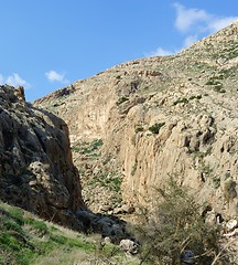 Image showing Desert mountain valley of Nachal Prat creek in spring