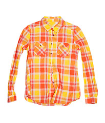 Image showing orange checkered shirt isolated on white background