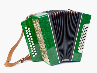 Image showing Old bayan (musical instrument as accordion) isolated on white