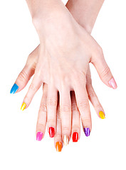 Image showing Women's hands with a colored nail polish