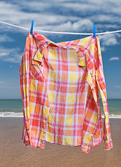 Image showing Clothes for drying on a clothesline