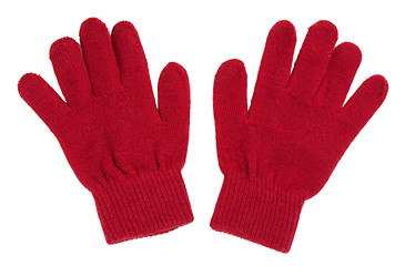 Image showing A pair of red gloves
