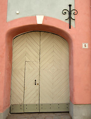 Image showing Wooden door in old town