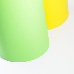 Image showing Rolls of yellow and green cardboard