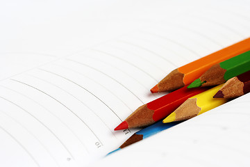 Image showing Color pencil and agenda