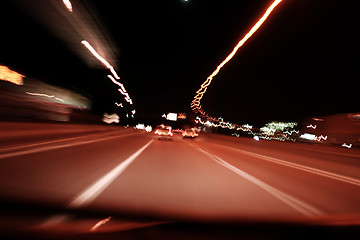 Image showing Night on the road