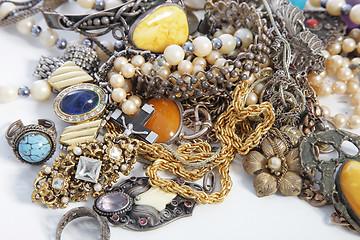 Image showing Collection of assorted gemstone jewellery