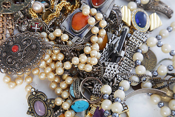 Image showing Assorted pile of jewellery