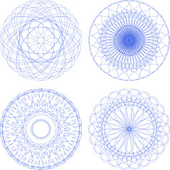 Image showing Set of vector guilloche rosettes certificate or diplomas, decorative elements