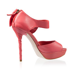 Image showing Fashionable shoes pink high heels