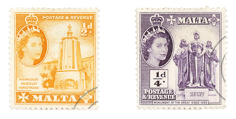 Image showing Queen Elizabeth II on Maltese stamps