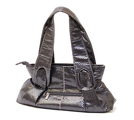 Image showing Black Leather Ladies Handbag