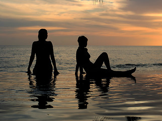 Image showing Two girls on the beach