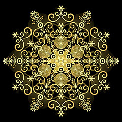 Image showing Gold vintage snowflake