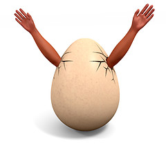 Image showing broken egg - hands stick out up