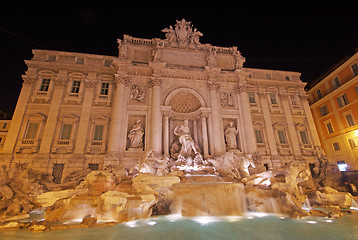 Image showing Trevi fountain in night