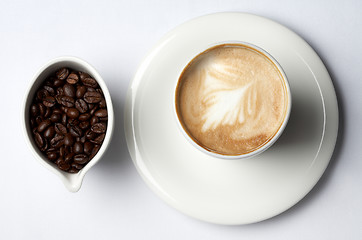 Image showing coffee cup and colombian coffee beans